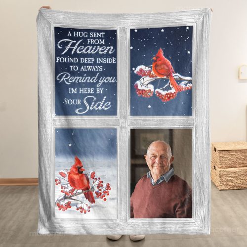 A Hug Sent From Heaven - Personalized Photo Blanket Big Size
