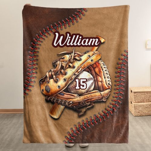 Gift For Baseball, Softball Lovers - Personalized Blanket Big Size